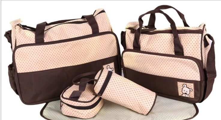 BRITISH LARGE 5PCS MUMMY DIAPER BAGS SET BABY NAPPY CHANGING