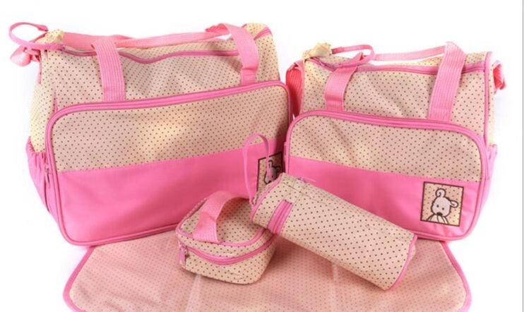 BRITISH LARGE 5PCS MUMMY DIAPER BAGS SET BABY NAPPY CHANGING