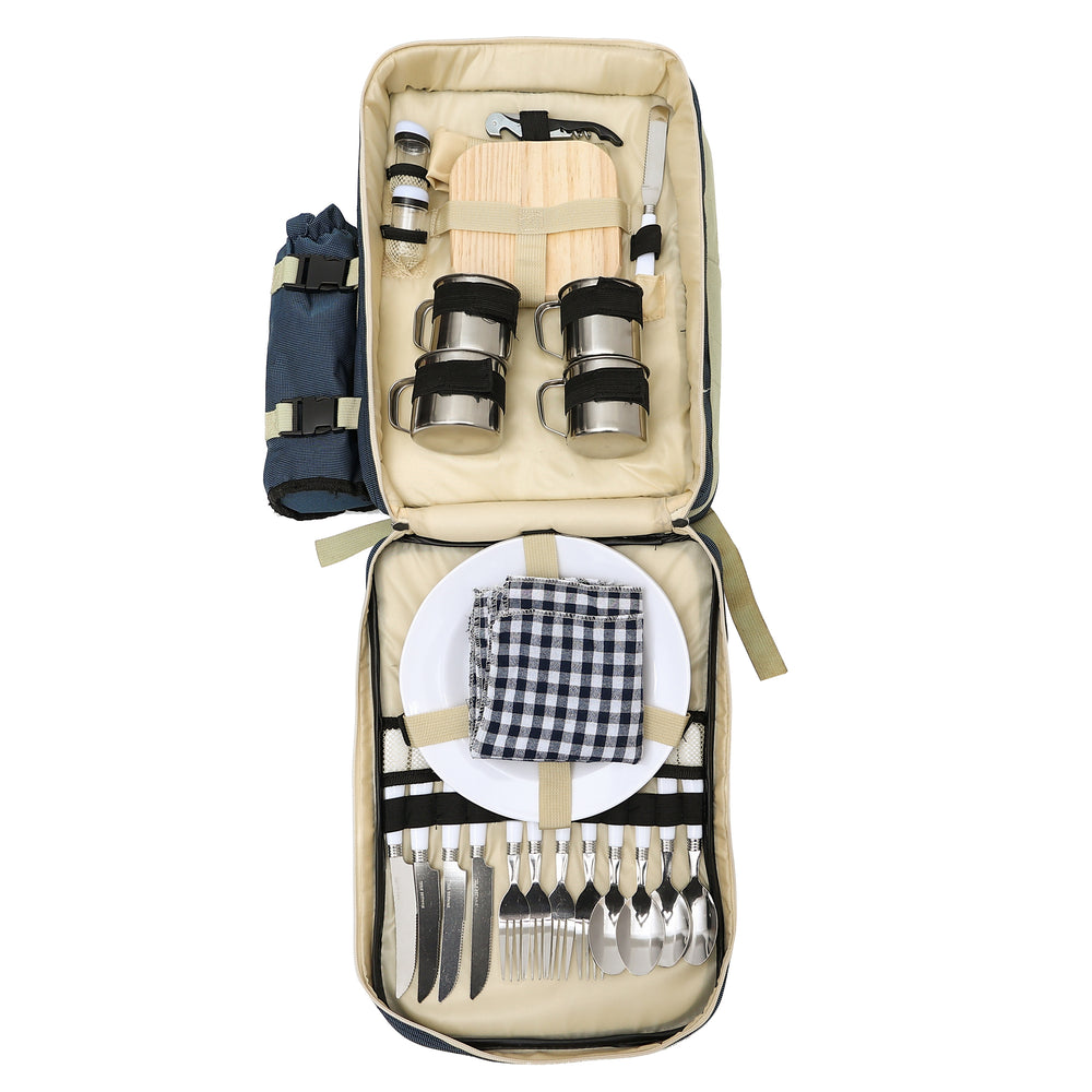 4 PERSONS PICNIC BACKPACK COOLER BAG WITH BOTTLE HOLDER