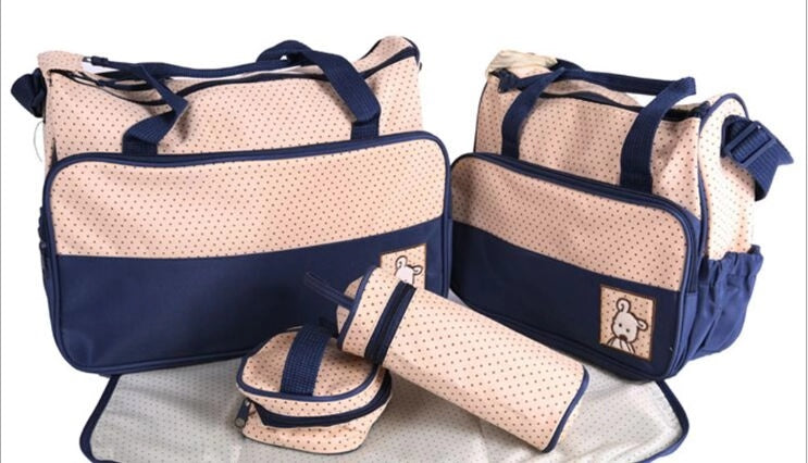 BRITISH LARGE 5PCS MUMMY DIAPER BAGS SET BABY NAPPY CHANGING