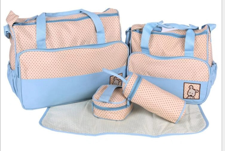 BRITISH LARGE 5PCS MUMMY DIAPER BAGS SET BABY NAPPY CHANGING