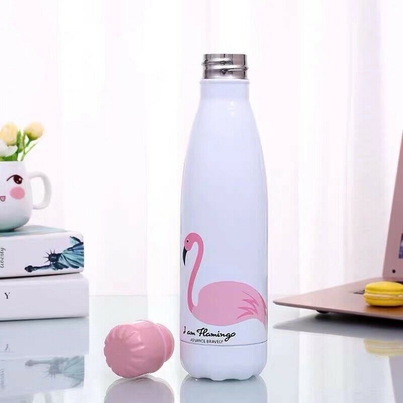 FLAMINGO INSULATED WATER BOTTLE FLASK CUPS STAINLESS STEEL