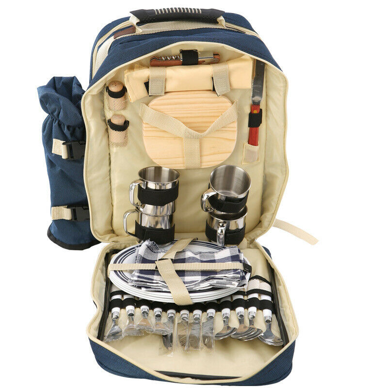 4 PERSONS PICNIC BACKPACK COOLER BAG WITH BOTTLE HOLDER