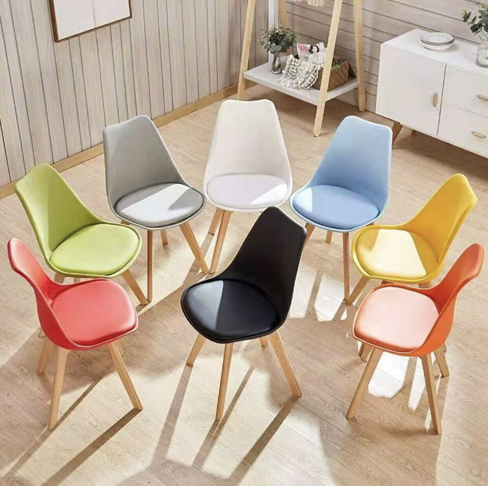 Set of 1/2/4 Tulip Dining Chairs Designer Chairs Wooden Home Office Kitchen NEW